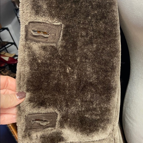 Coldwater Creek Coat Brown Faux Shearling Suede Fur Size XL (16) Winter Jacket - Picture 10 of 14